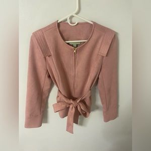Ryegrass Pink Faux Suede Lightweight Cropped Jacket